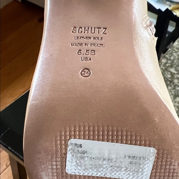 Schultz Elegant Tan Ankle Boots with Rhinestone Heels - Picture 3 of 3